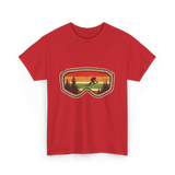 Snowboard Goggles Retro Adventure T-Shirt - Red