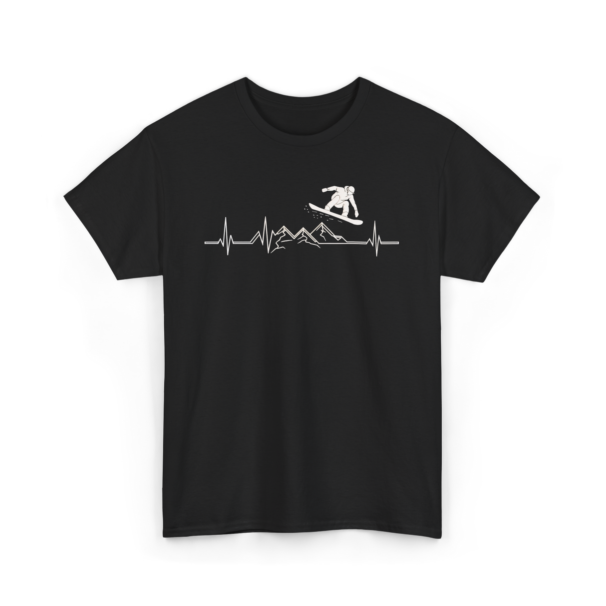 Snowboard Heartbeat Snowboarding T-Shirt - Black