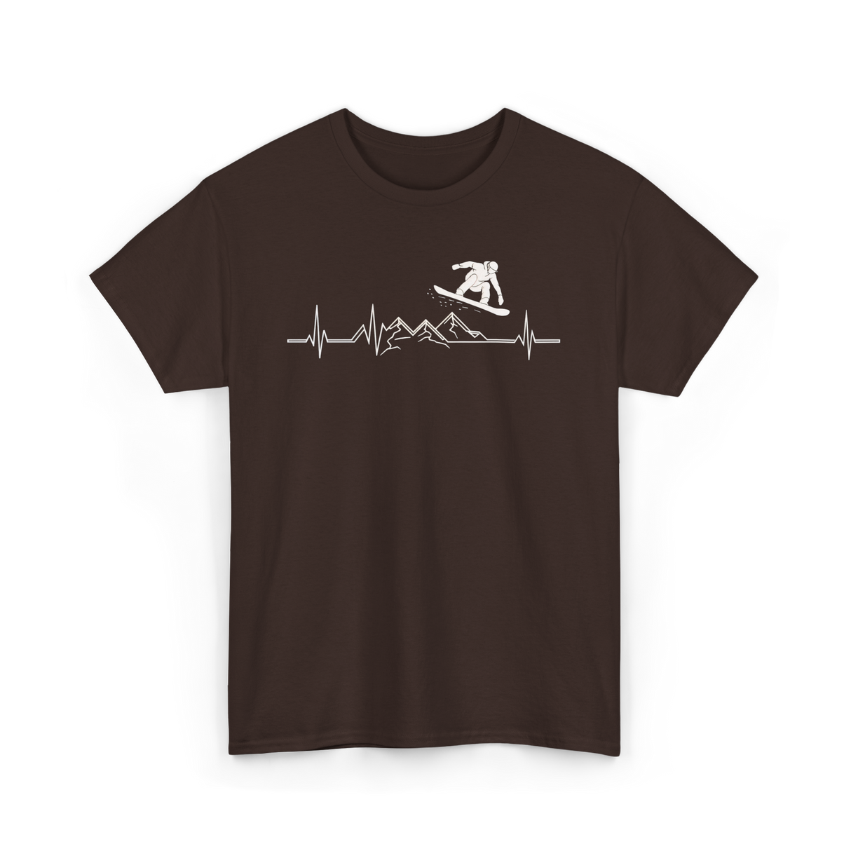 Snowboard Heartbeat Snowboarding T-Shirt - Dark Chocolate