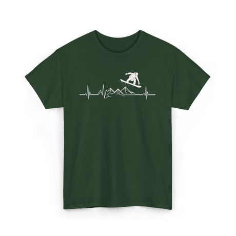 Snowboard Heartbeat Snowboarding T-Shirt - Forest Green