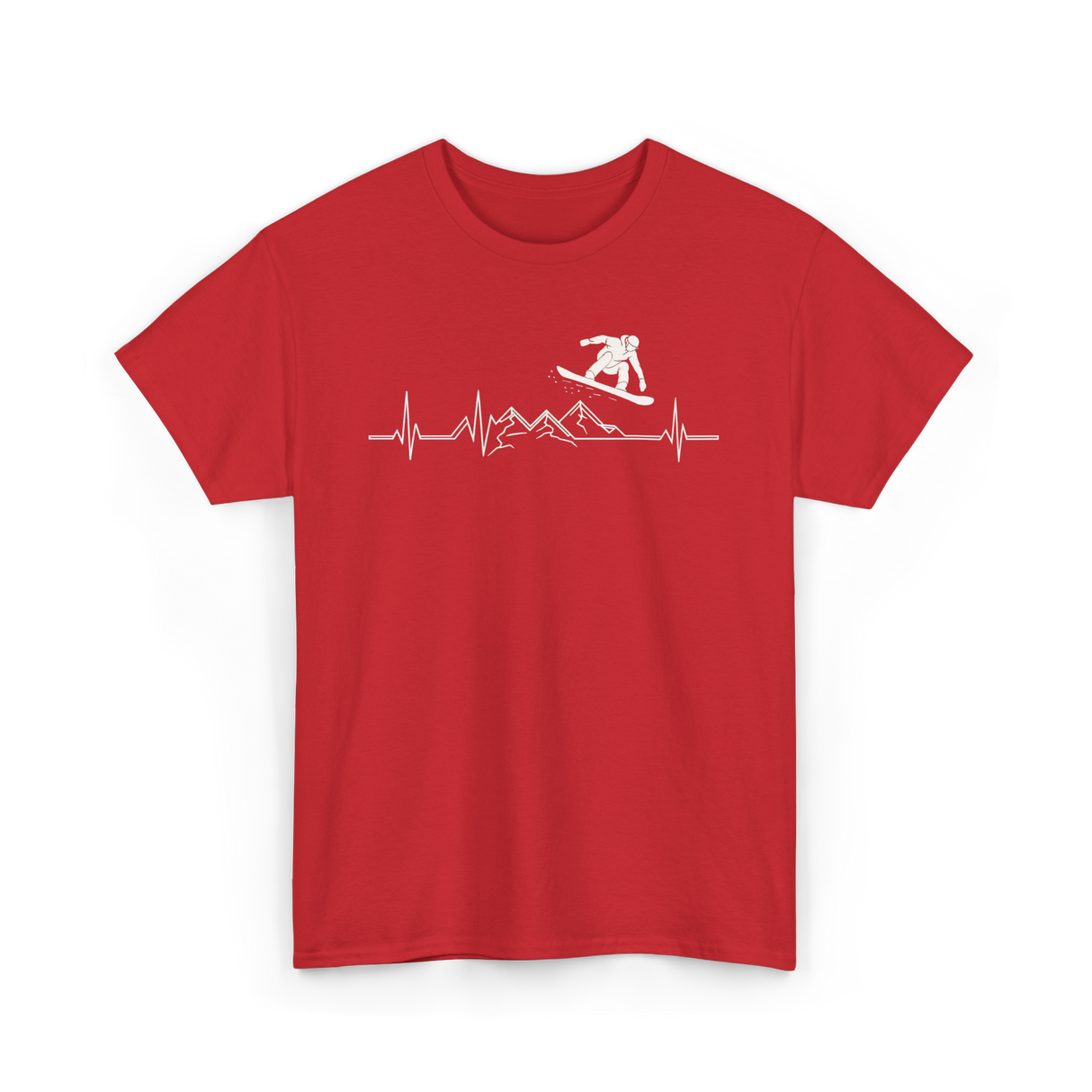 Snowboard Heartbeat Snowboarding T-Shirt - Red