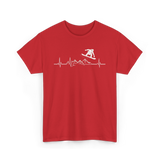 Snowboard Heartbeat Snowboarding T-Shirt - Red