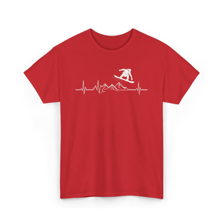 Snowboard Heartbeat Snowboarding T-Shirt - Red