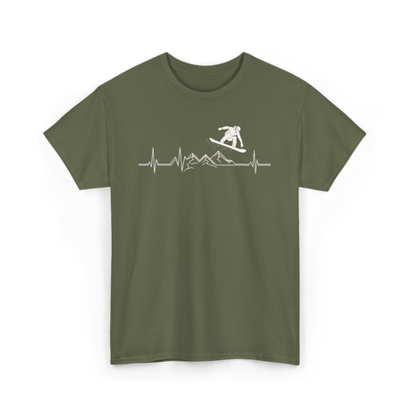 Snowboard Heartbeat Snowboarding T-Shirt - Military Green