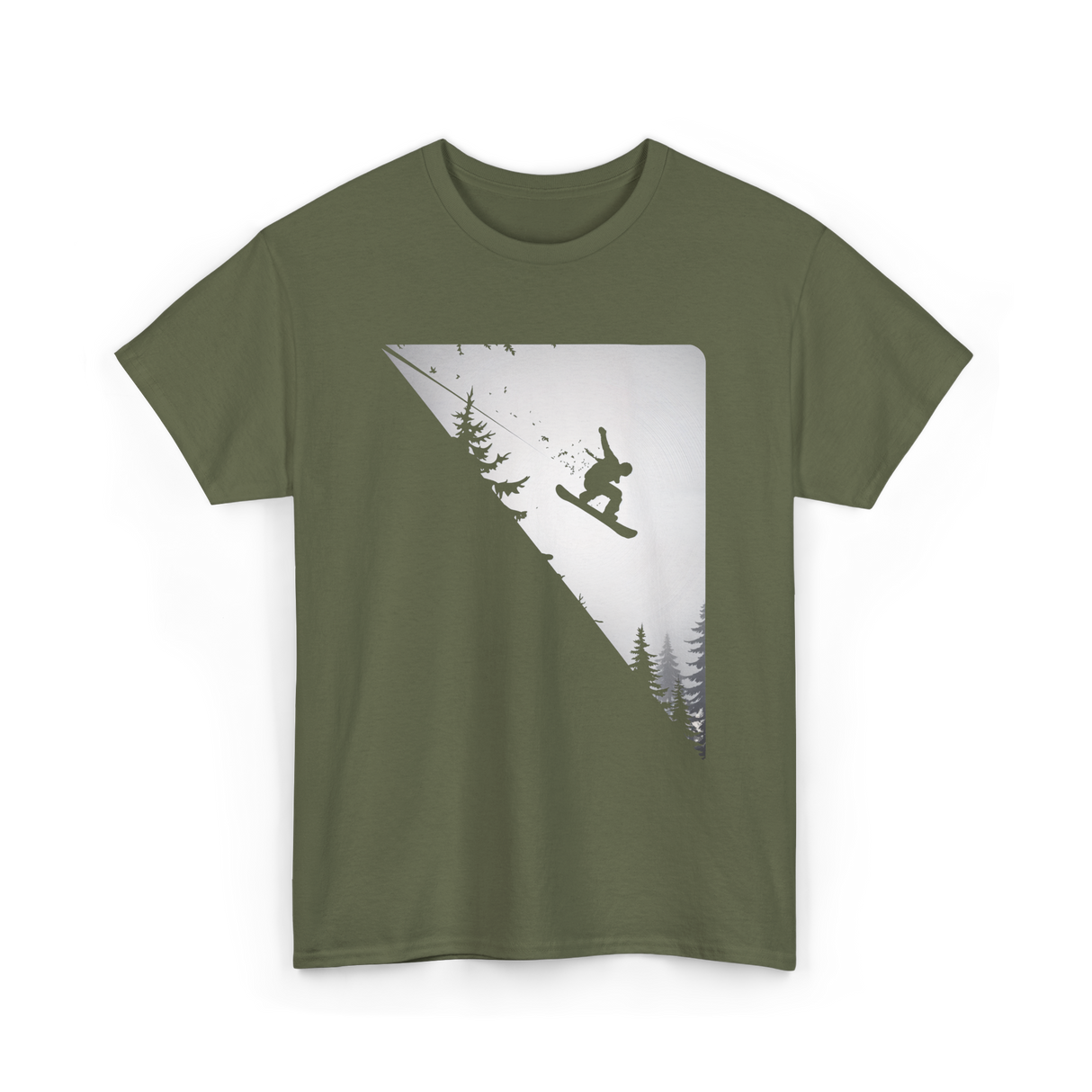 Snowboarder Jumping Snowboarding Adventure T-Shirt - Military Green