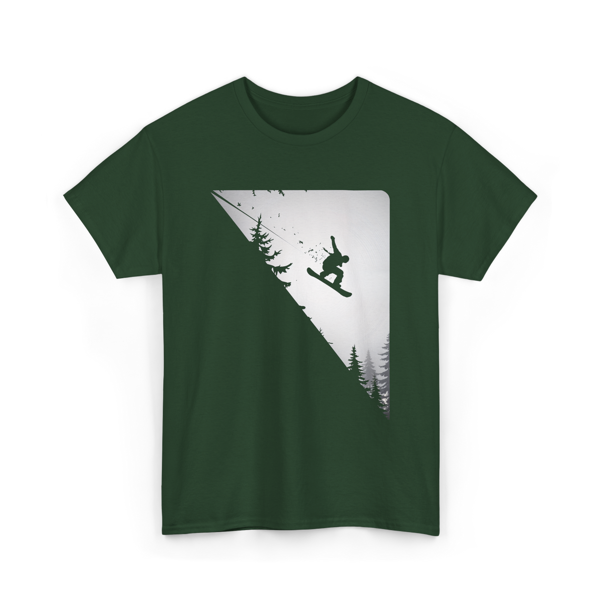 Snowboarder Jumping Snowboarding Adventure T-Shirt - Forest Green