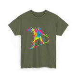 Snowboarder Snowboarding Boys Kids T-Shirt - Military Green