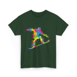 Snowboarder Snowboarding Boys Kids T-Shirt - Forest Green