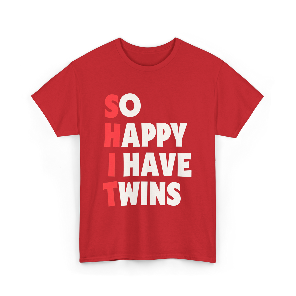 So Happy I Have Twins Parent T-Shirt - Red