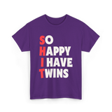 So Happy I Have Twins Parent T-Shirt - Purple