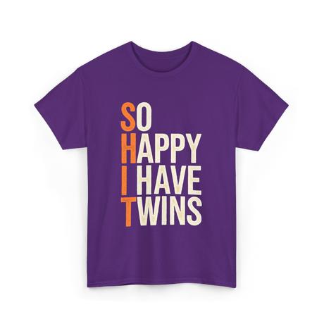 So Happy I Have Twins Twin Parenting T-Shirt - Purple