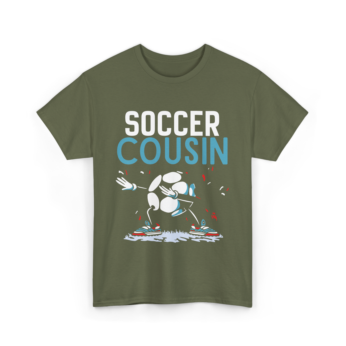 Soccer Cousin Soccer Player T-Shirt - Military Green