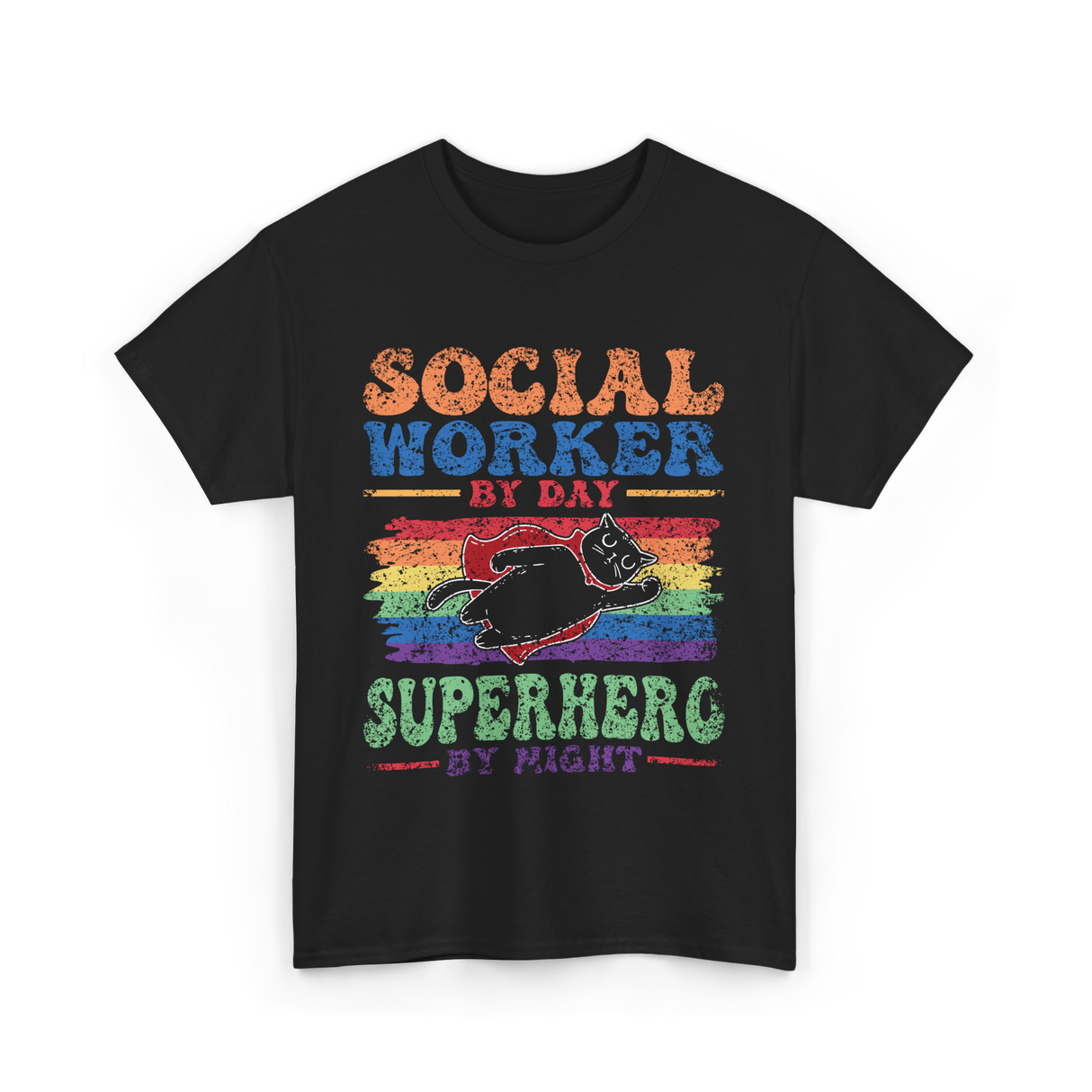 Social Worker By Day Superhero Night T-Shirt - Black