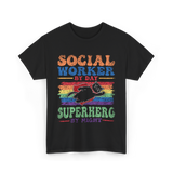 Social Worker By Day Superhero Night T-Shirt - Black