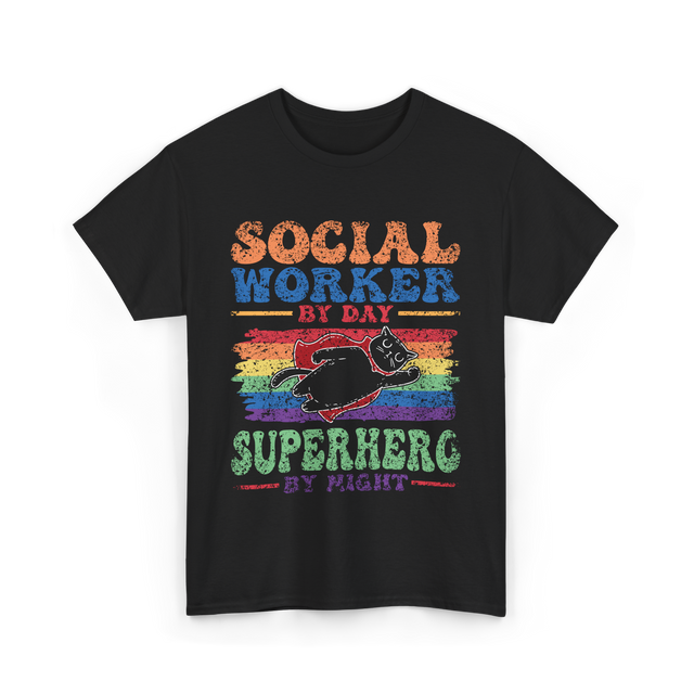 Social Worker By Day Superhero Night T-Shirt - Black