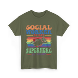 Social Worker By Day Superhero Night T-Shirt - Military Green