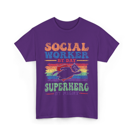 Social Worker By Day Superhero Night T-Shirt - Purple