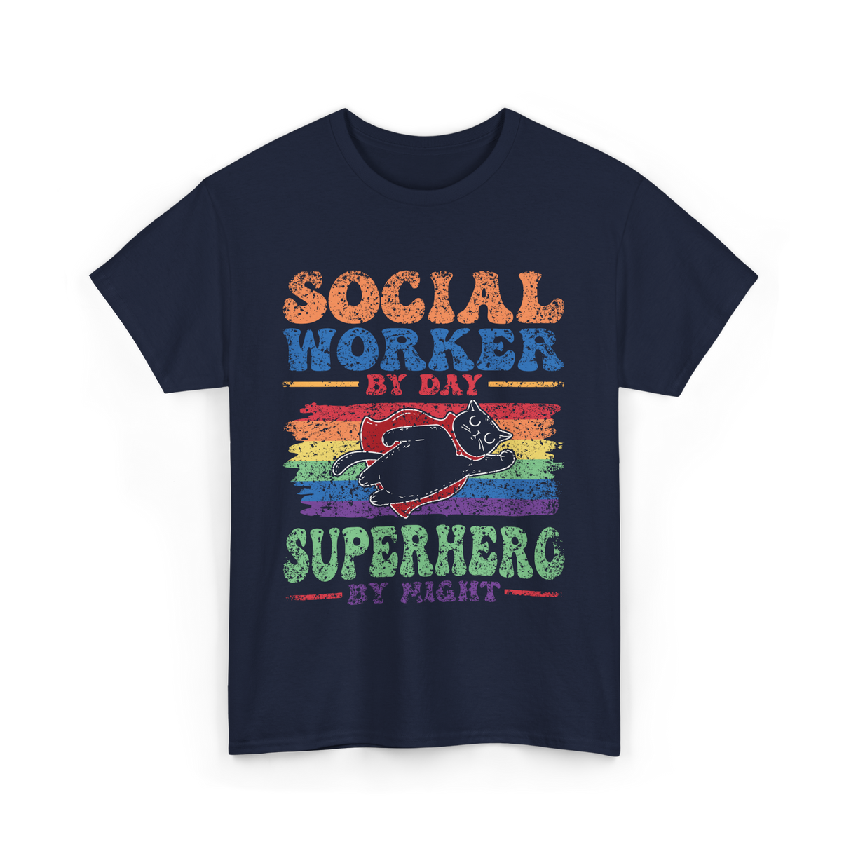 Social Worker By Day Superhero Night T-Shirt - Navy