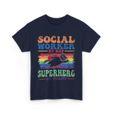 Social Worker By Day Superhero Night T-Shirt - Navy