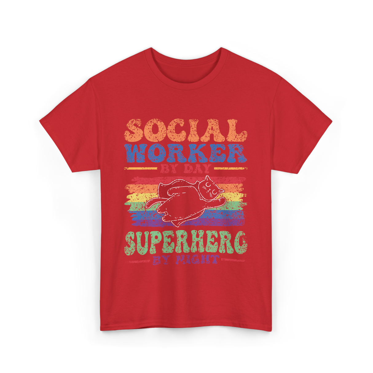 Social Worker By Day Superhero Night T-Shirt - Red