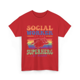 Social Worker By Day Superhero Night T-Shirt - Red