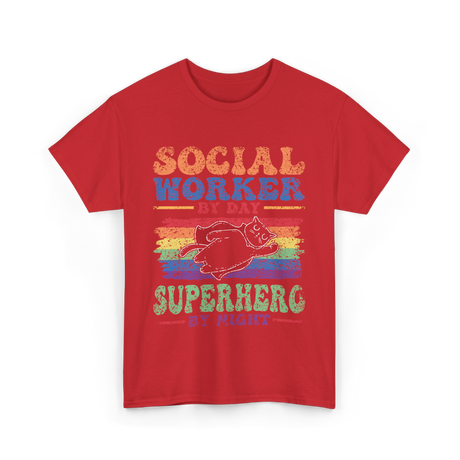 Social Worker By Day Superhero Night T-Shirt - Red