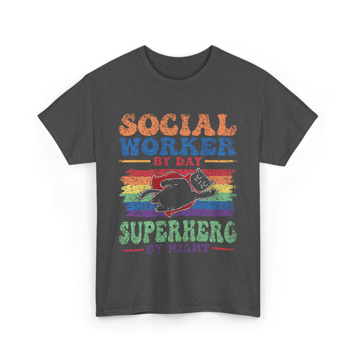 Social Worker By Day Superhero Night T-Shirt - Dark Heather