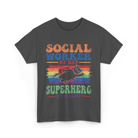 Social Worker By Day Superhero Night T-Shirt - Dark Heather