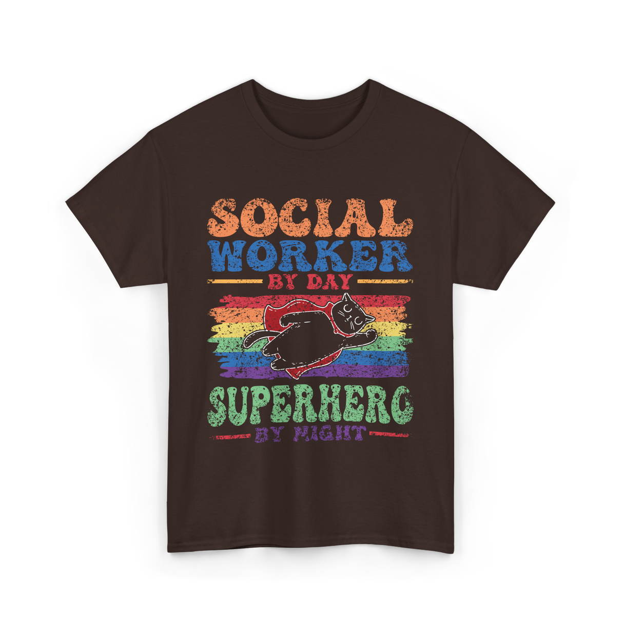 Social Worker By Day Superhero Night T-Shirt - Dark Chocolate