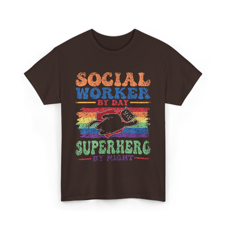 Social Worker By Day Superhero Night T-Shirt - Dark Chocolate