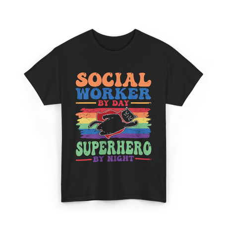 Social Worker By Day Superhero T-Shirt - Black