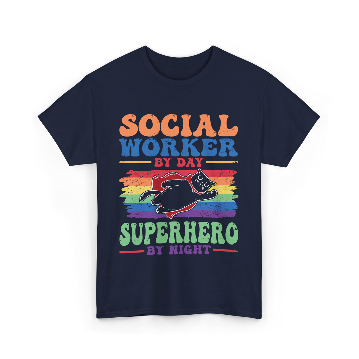 Social Worker By Day Superhero T-Shirt - Navy