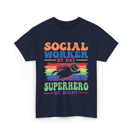 Social Worker By Day Superhero T-Shirt - Navy