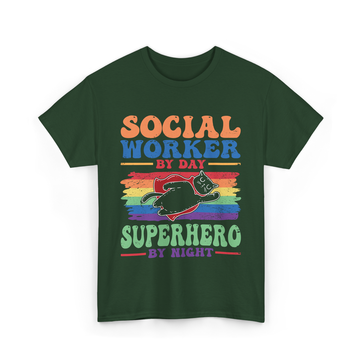 Social Worker By Day Superhero T-Shirt - Forest Green