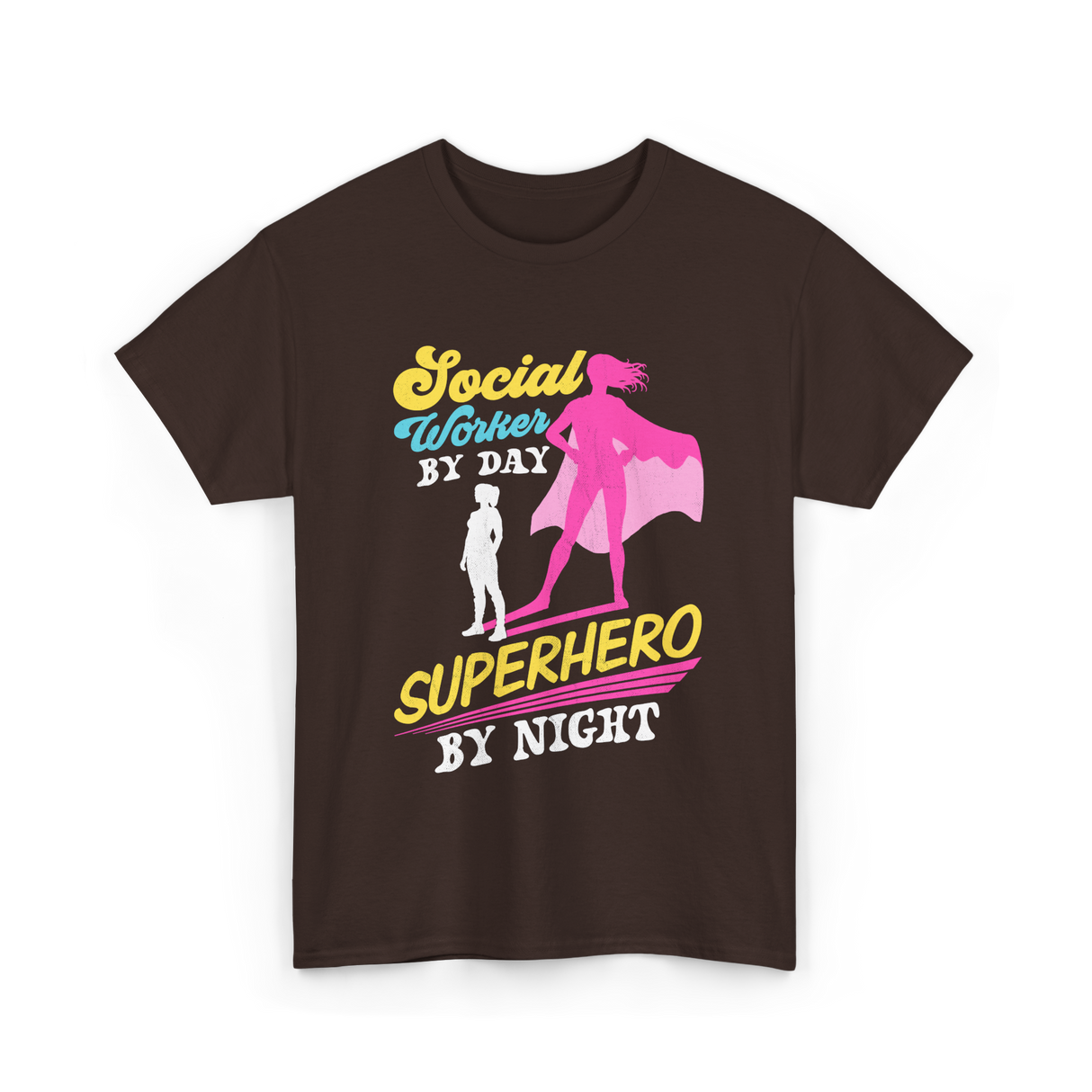 Social Worker By Day Superhero T-Shirt - Dark Chocolate