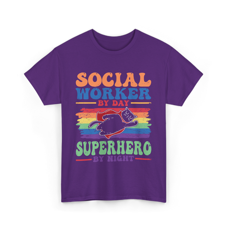 Social Worker By Day Superhero T-Shirt - Purple