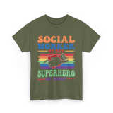 Social Worker By Day Superhero T-Shirt - Military Green