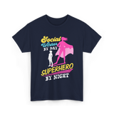 Social Worker By Day Superhero T-Shirt - Navy