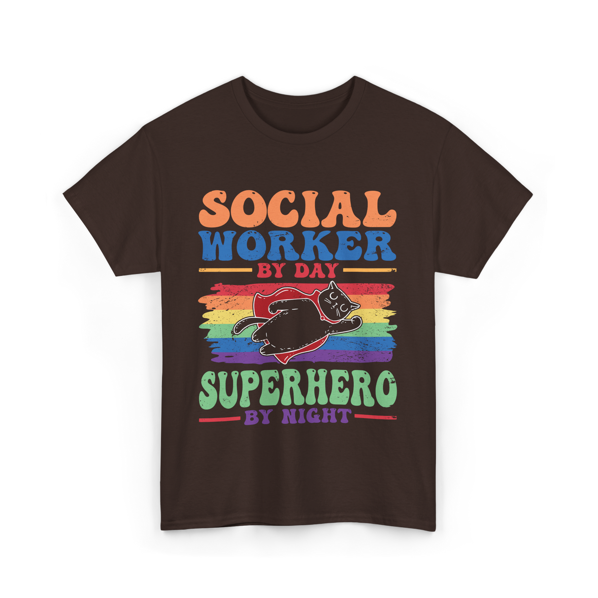 Social Worker By Day Superhero T-Shirt - Dark Chocolate