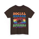 Social Worker By Day Superhero T-Shirt - Dark Chocolate