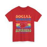 Social Worker By Day Superhero T-Shirt - Red