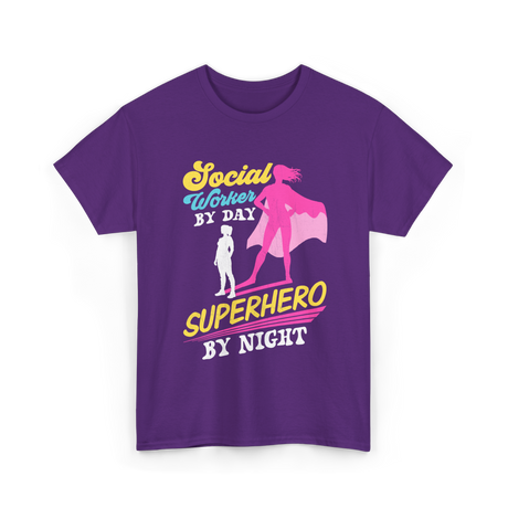 Social Worker By Day Superhero T-Shirt - Purple