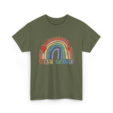 Social Worker Rainbow Social Worker T-Shirt - Military Green