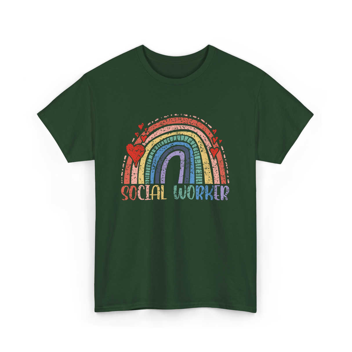 Social Worker Rainbow Social Worker T-Shirt - Forest Green