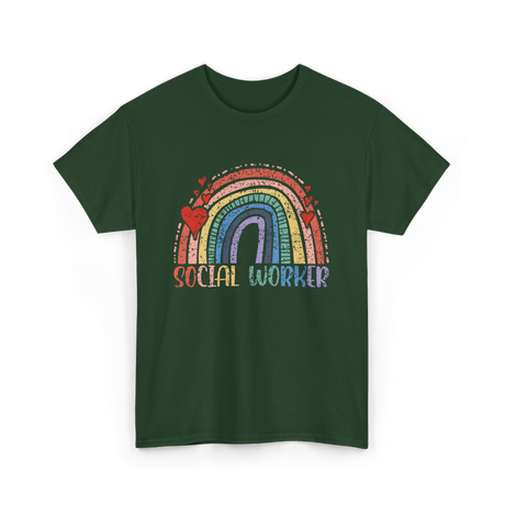 Social Worker Rainbow Social Worker T-Shirt - Forest Green