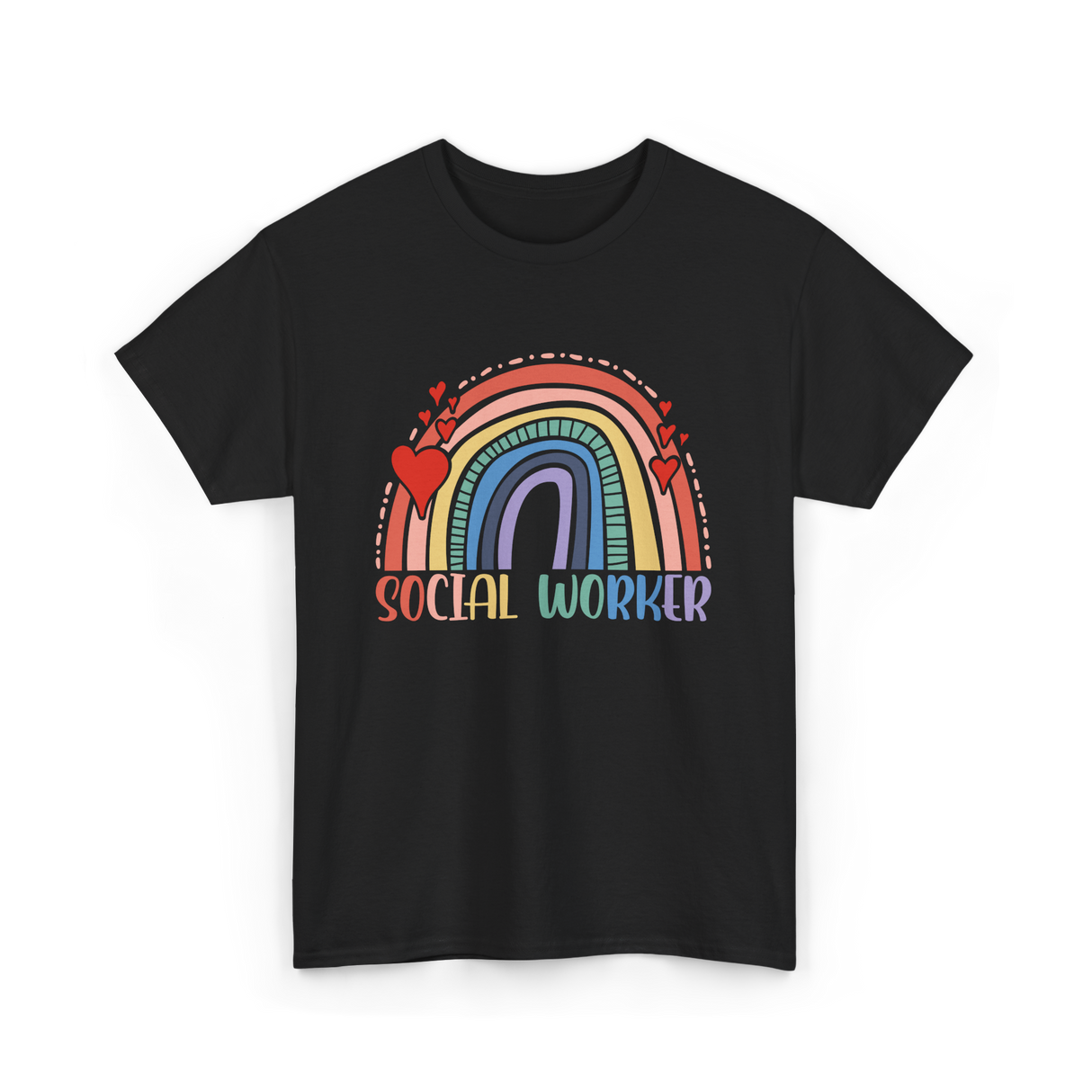 Social Worker Rainbow Support T-Shirt - Black