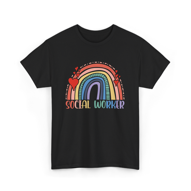 Social Worker Rainbow Support T-Shirt - Black