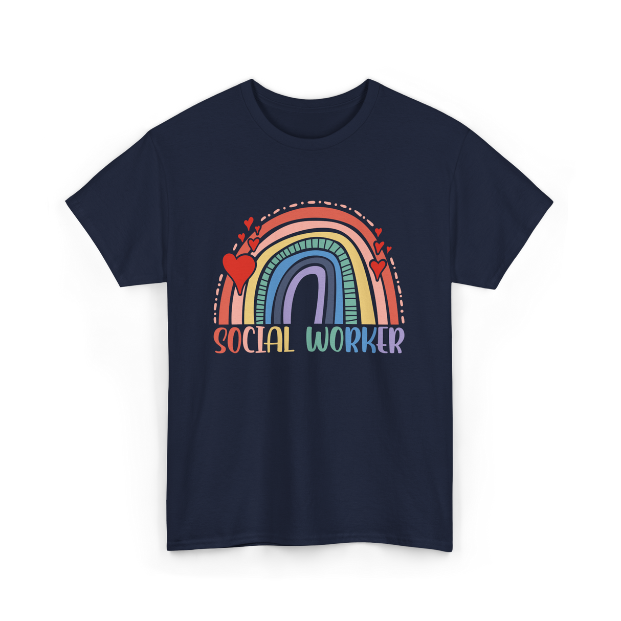 Social Worker Rainbow Support T-Shirt - Navy