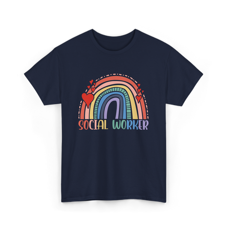 Social Worker Rainbow Support T-Shirt - Navy