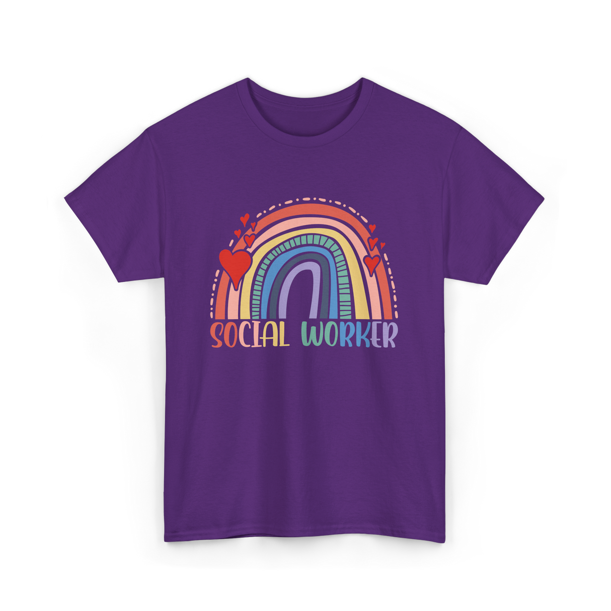 Social Worker Rainbow Support T-Shirt - Purple